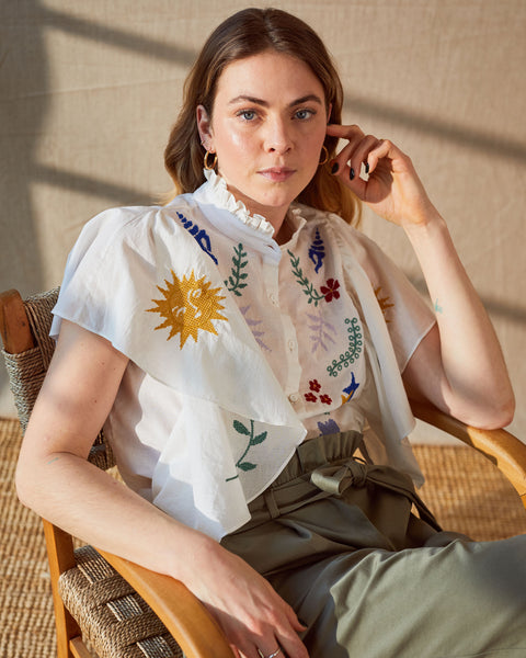 Ocean Embroidered Blouse