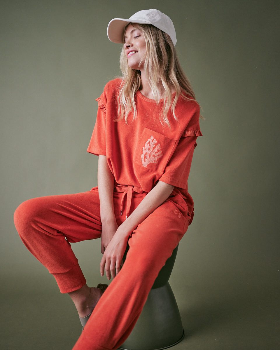 Sea Coral Towelling Jogger