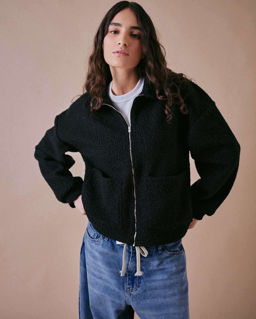 Borg Black Jacket – Cape Cove