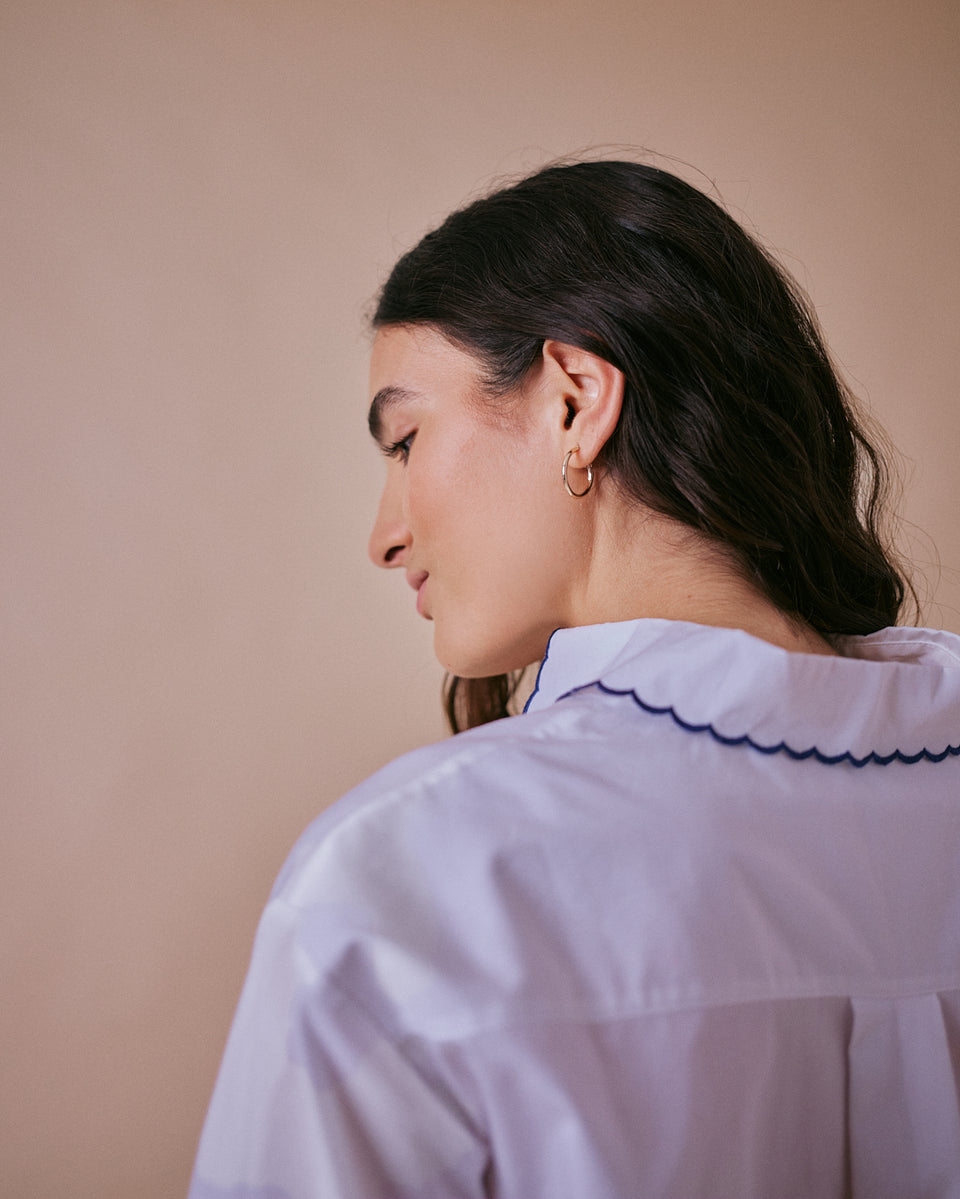 Scallop White Cotton Shirt