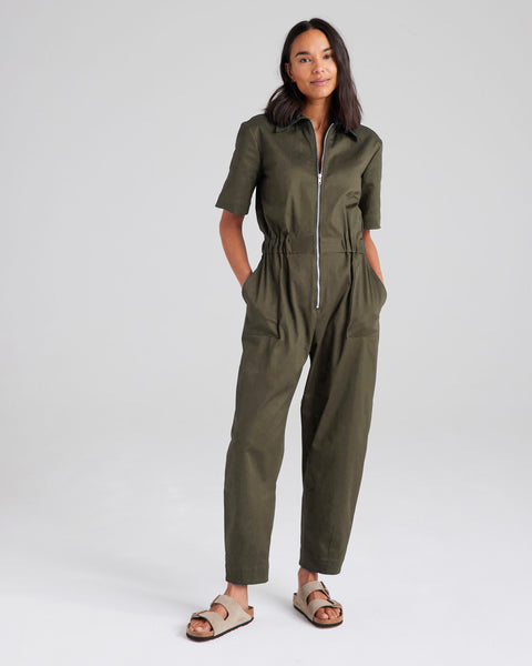 Zip Barrel Leg Jumpsuit