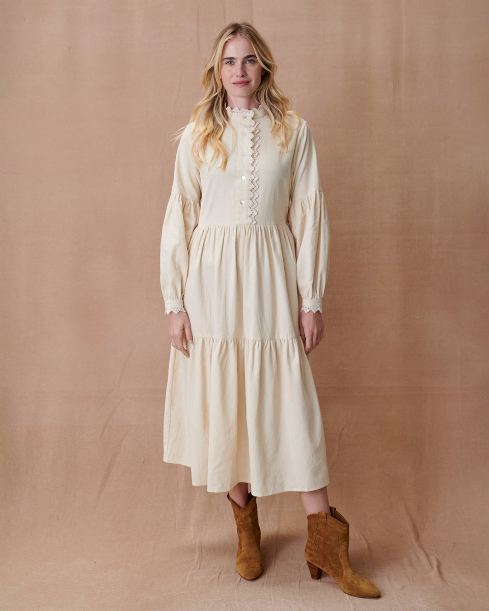 Chalk Crochet Lace Trim Dress