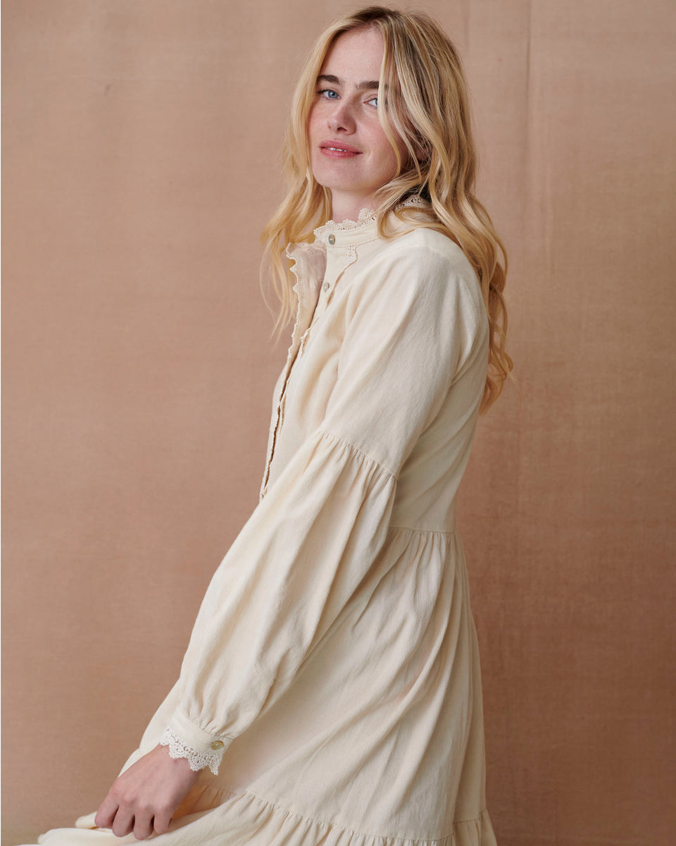 Chalk Crochet Lace Trim Dress