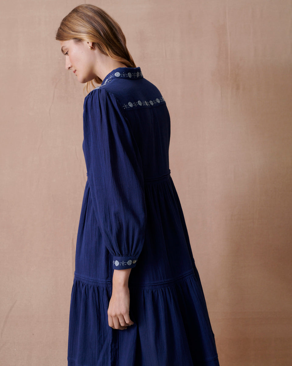 Lunar Crinkle Embroidered Dress