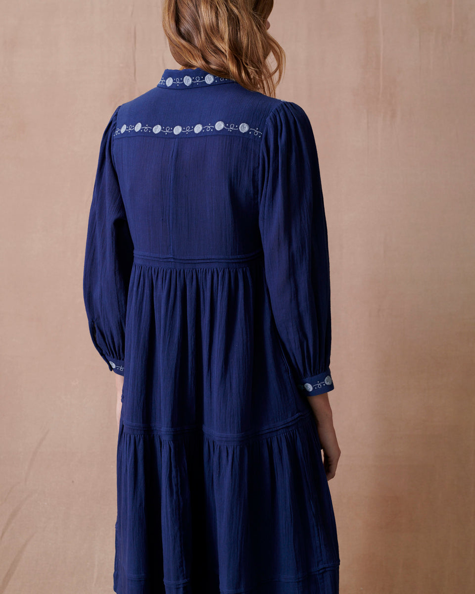 Lunar Crinkle Embroidered Dress