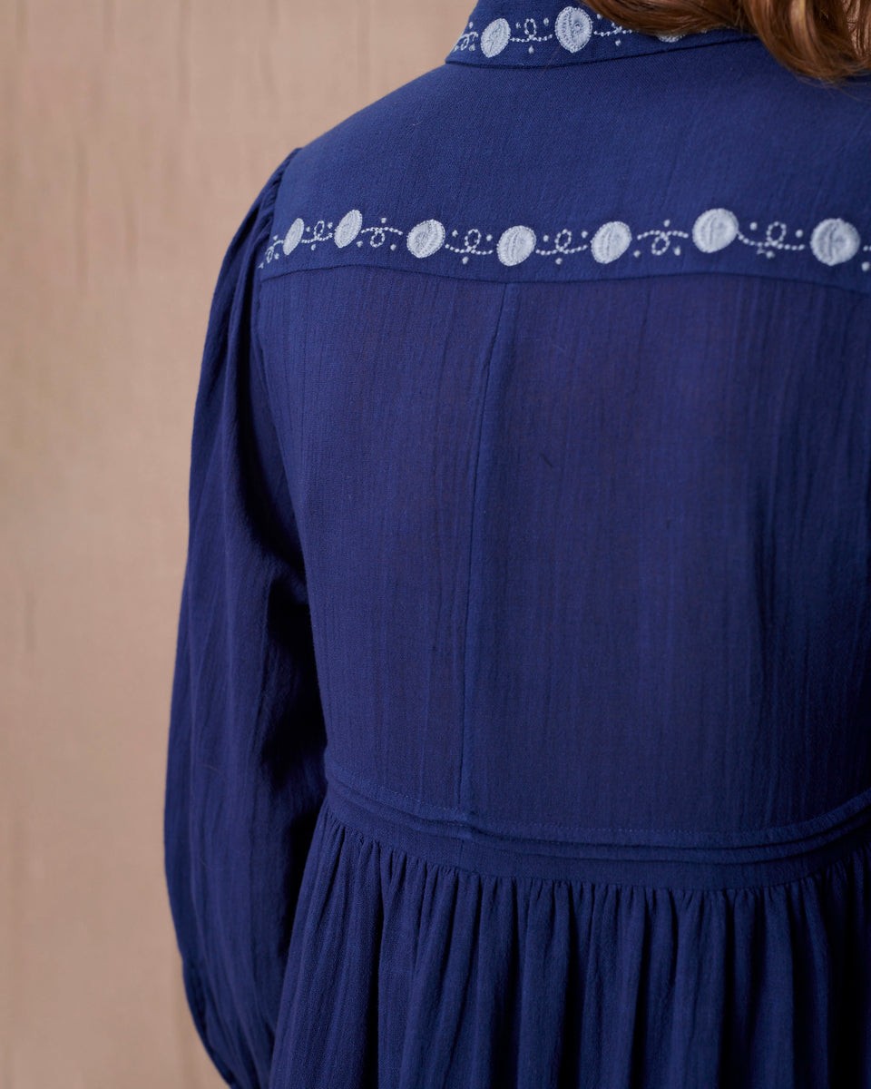 Lunar Crinkle Embroidered Dress