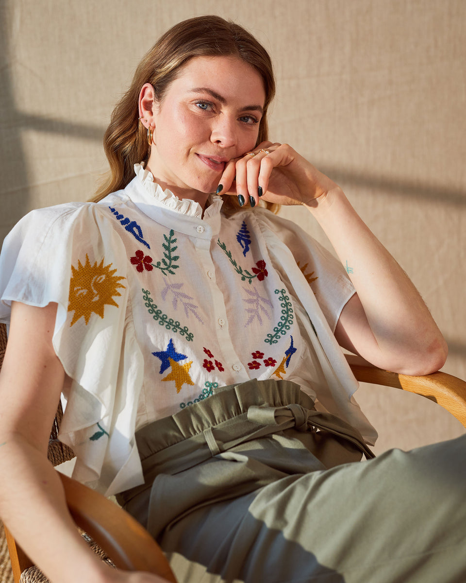 Ocean Embroidered Blouse