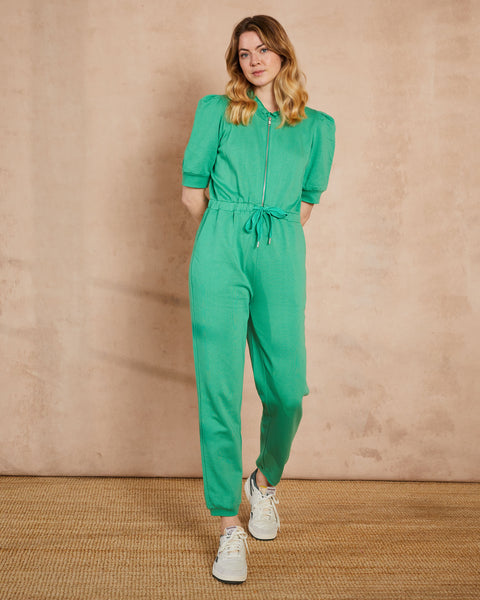 Dip Short Sleeve Cotton Jumpsuit