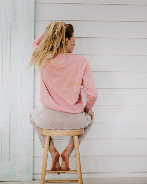 Love Doves Pink Embroidered Sweatshirt