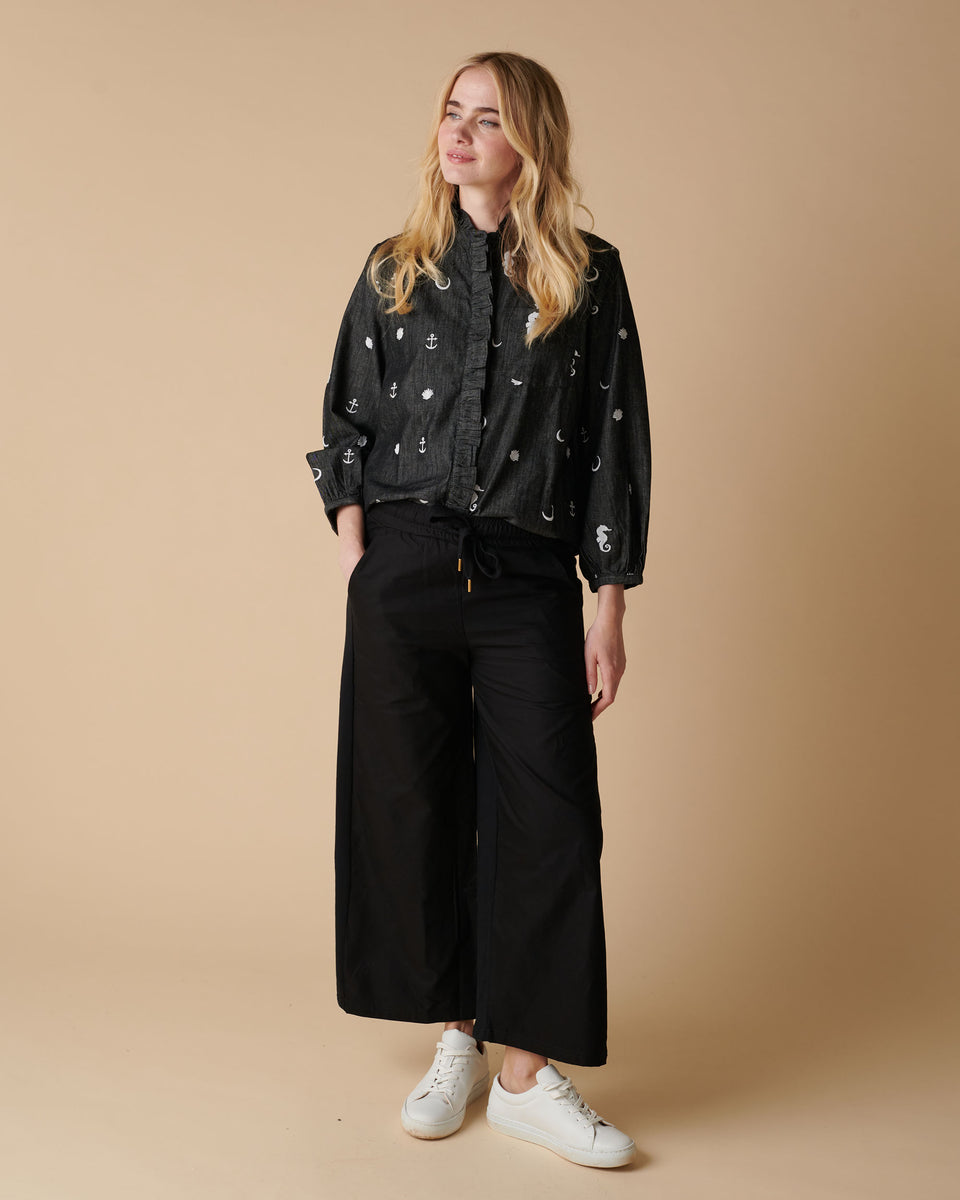 Galia Embroidered Denim Blouse