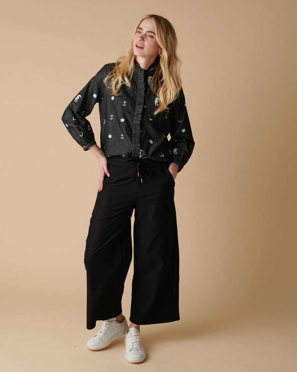 Galia Embroidered Denim Blouse