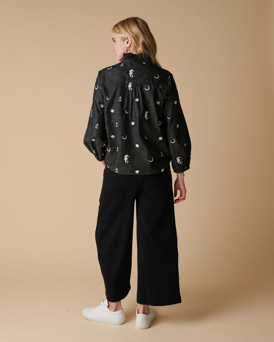 Galia Embroidered Denim Blouse