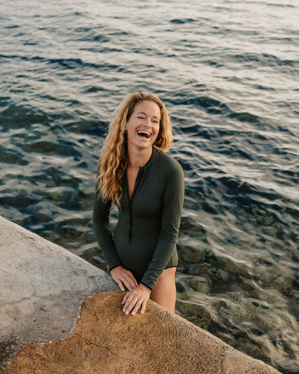 Claire L/S Zip Front Swimsuit