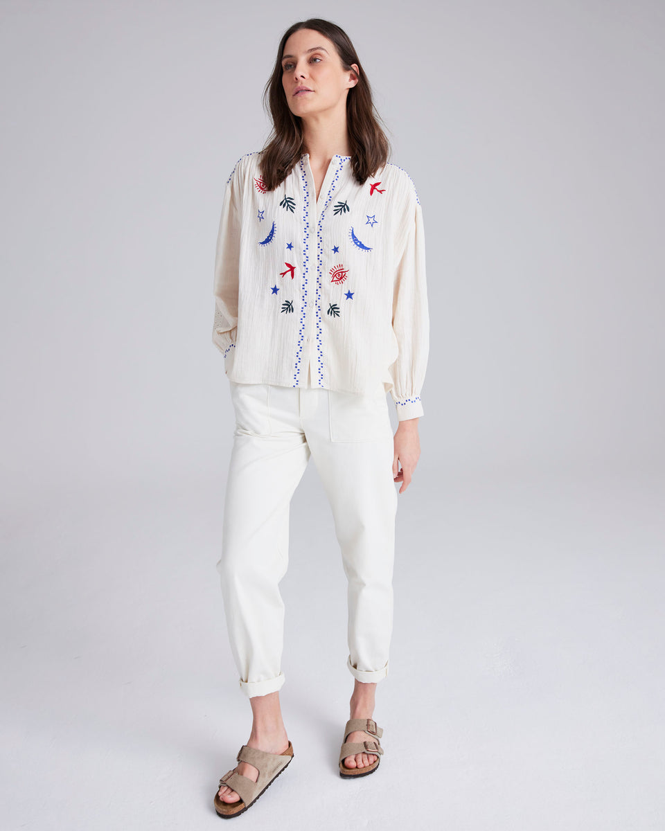 Coves Embroidered Cotton Blouse