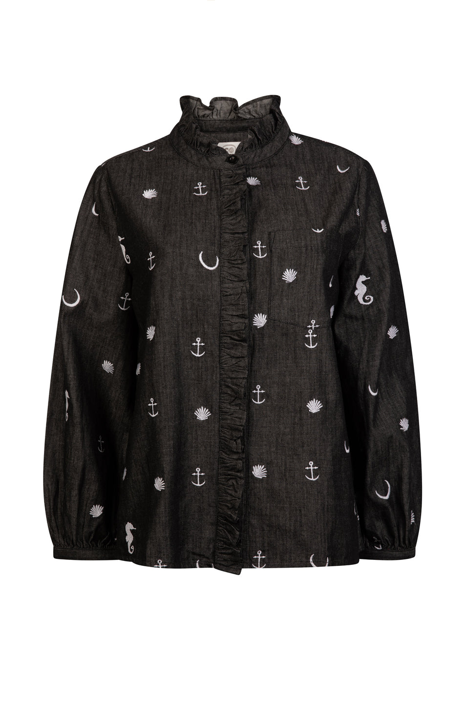 Galia Embroidered Denim Blouse