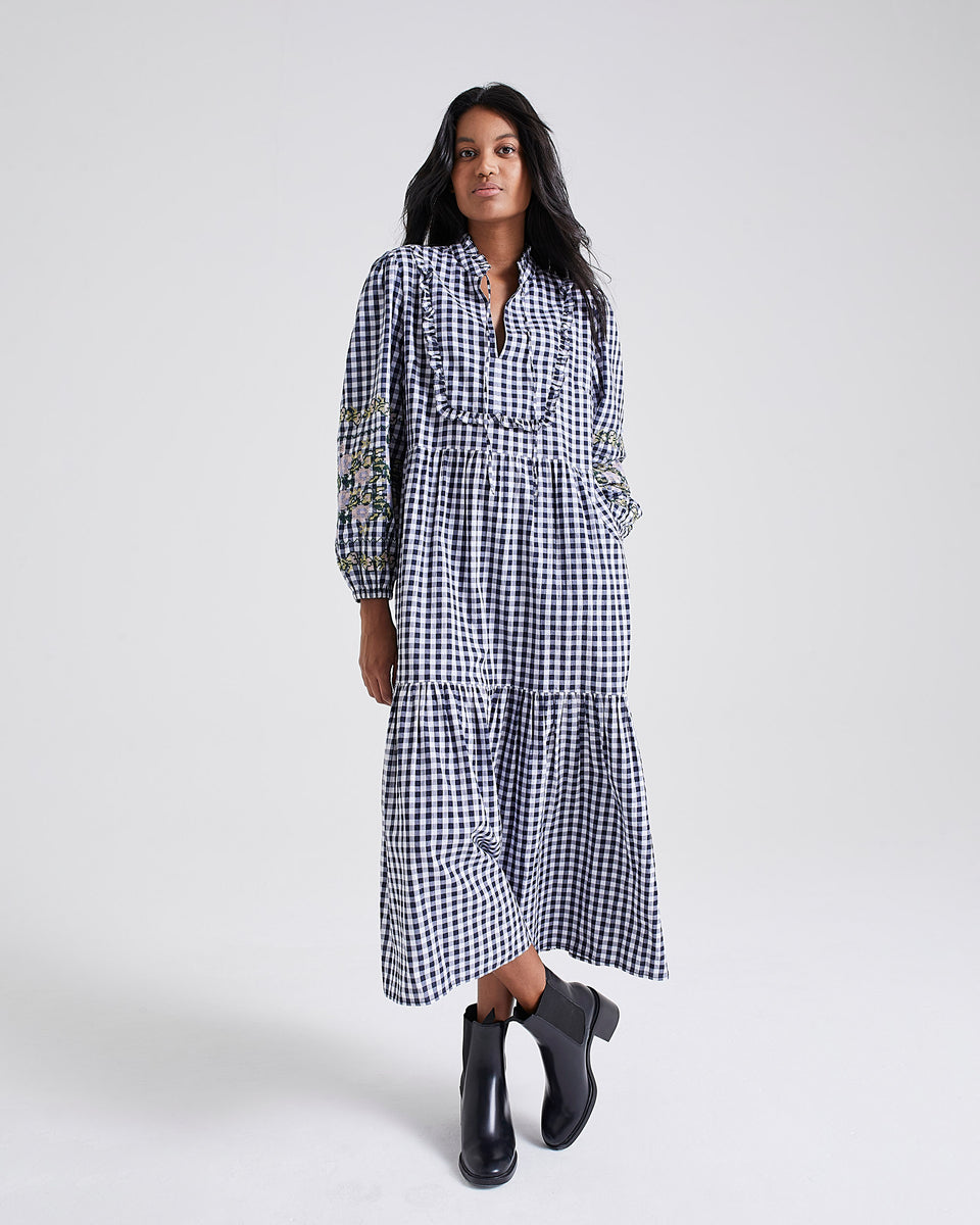 Shell Gingham Tiered Dress