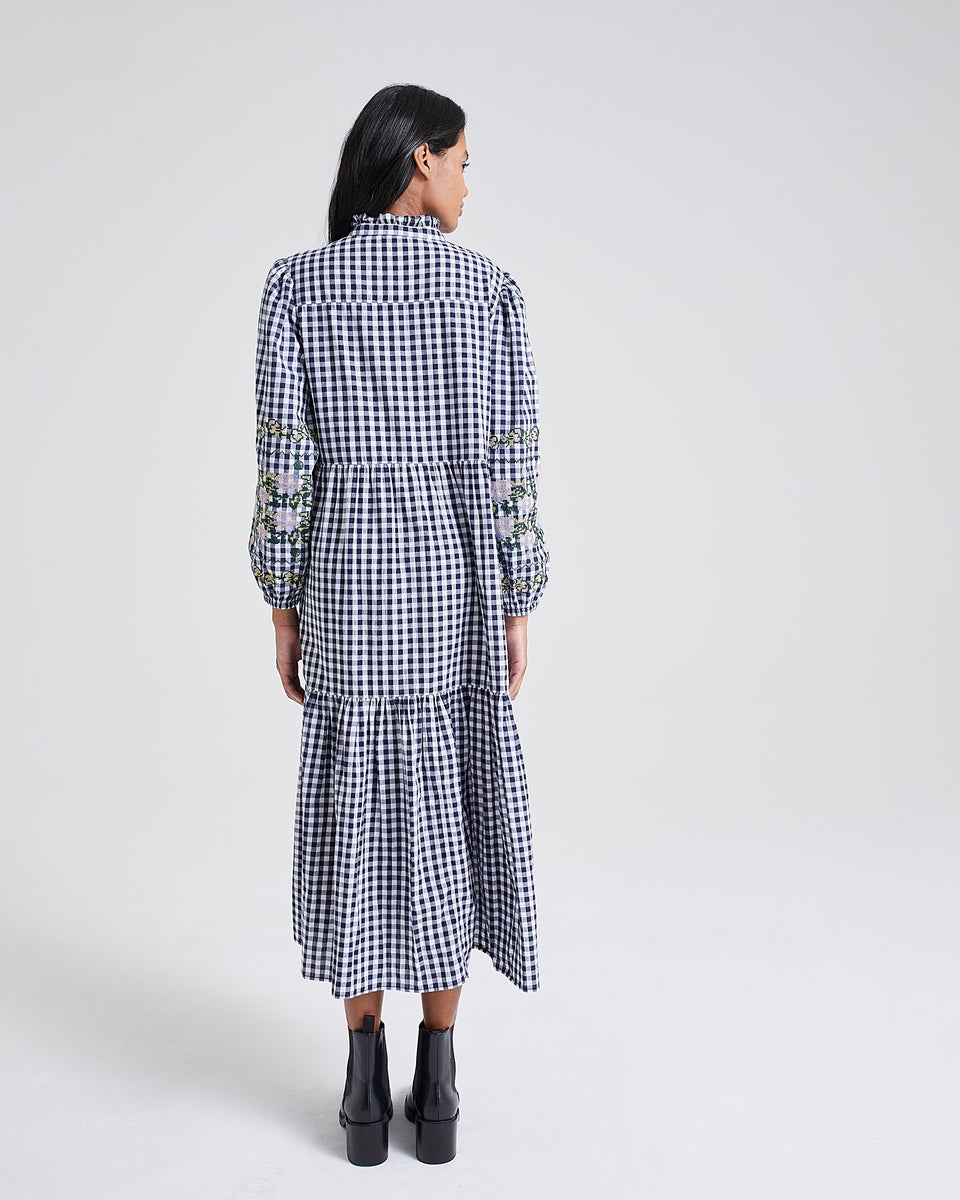 Shell Gingham Tiered Dress