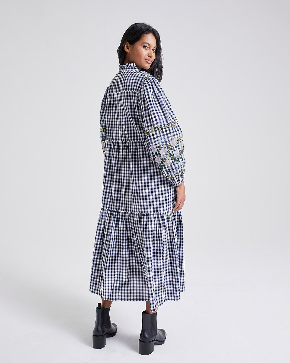Shell Gingham Tiered Dress
