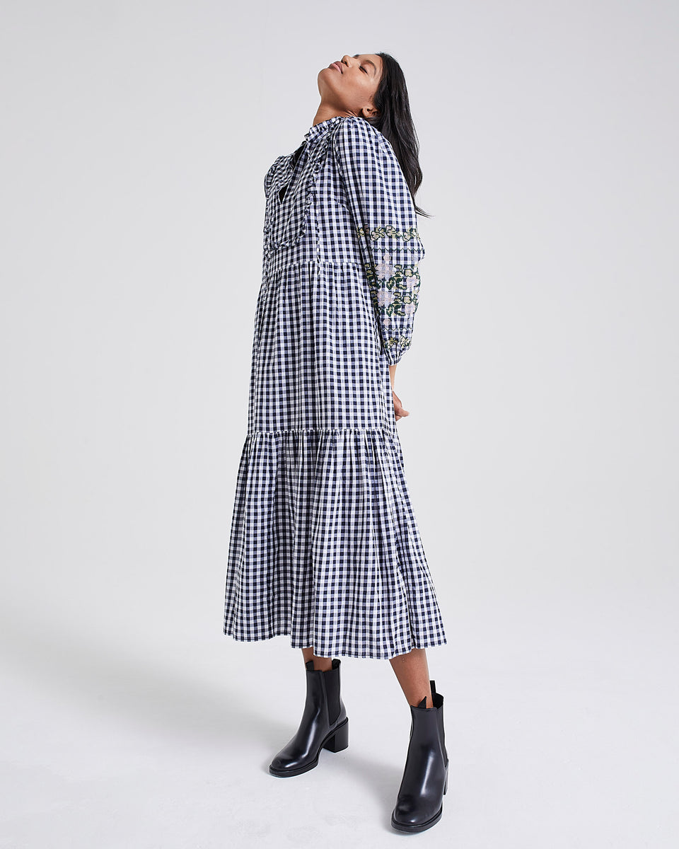 Shell Gingham Tiered Dress