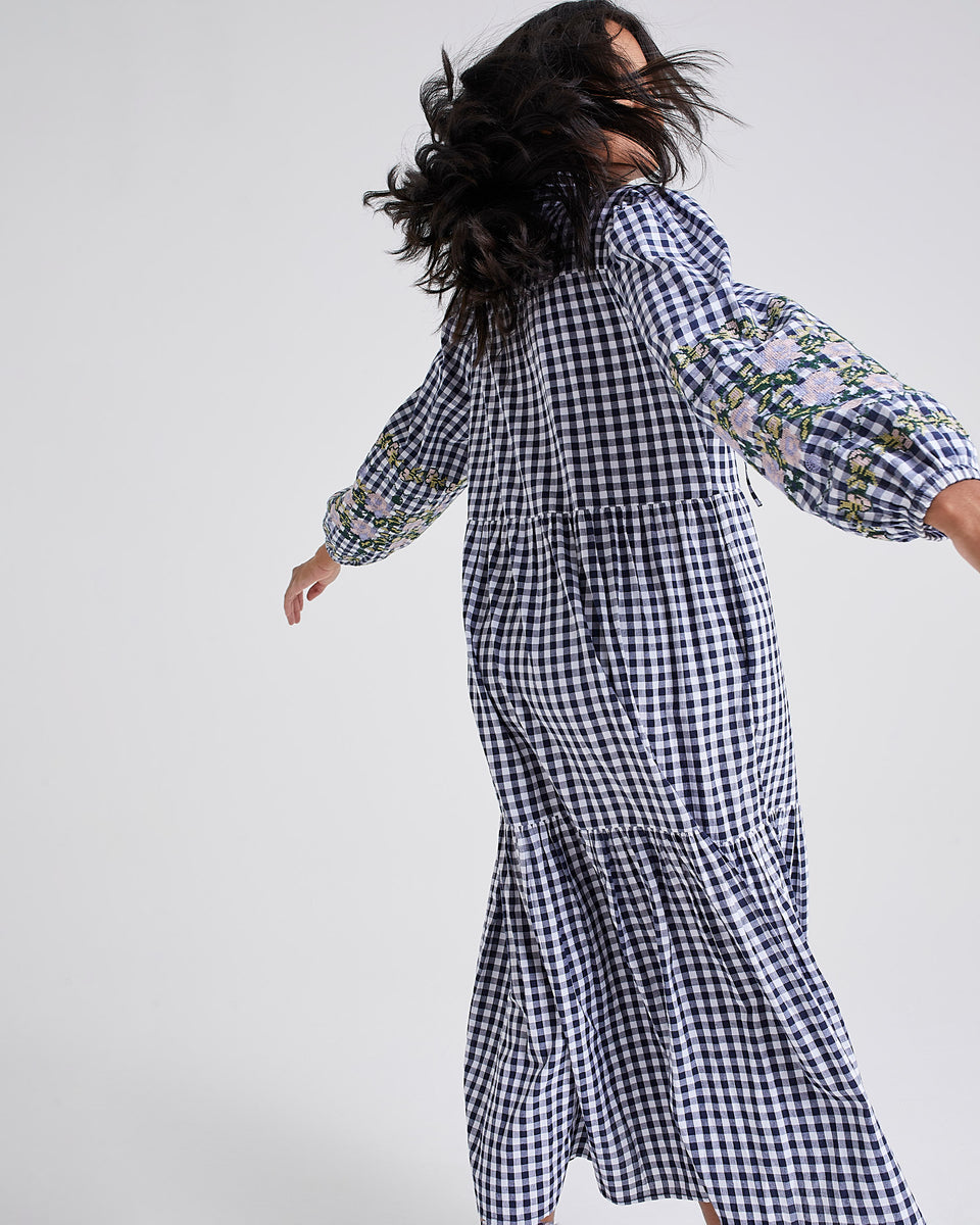 Shell Gingham Tiered Dress