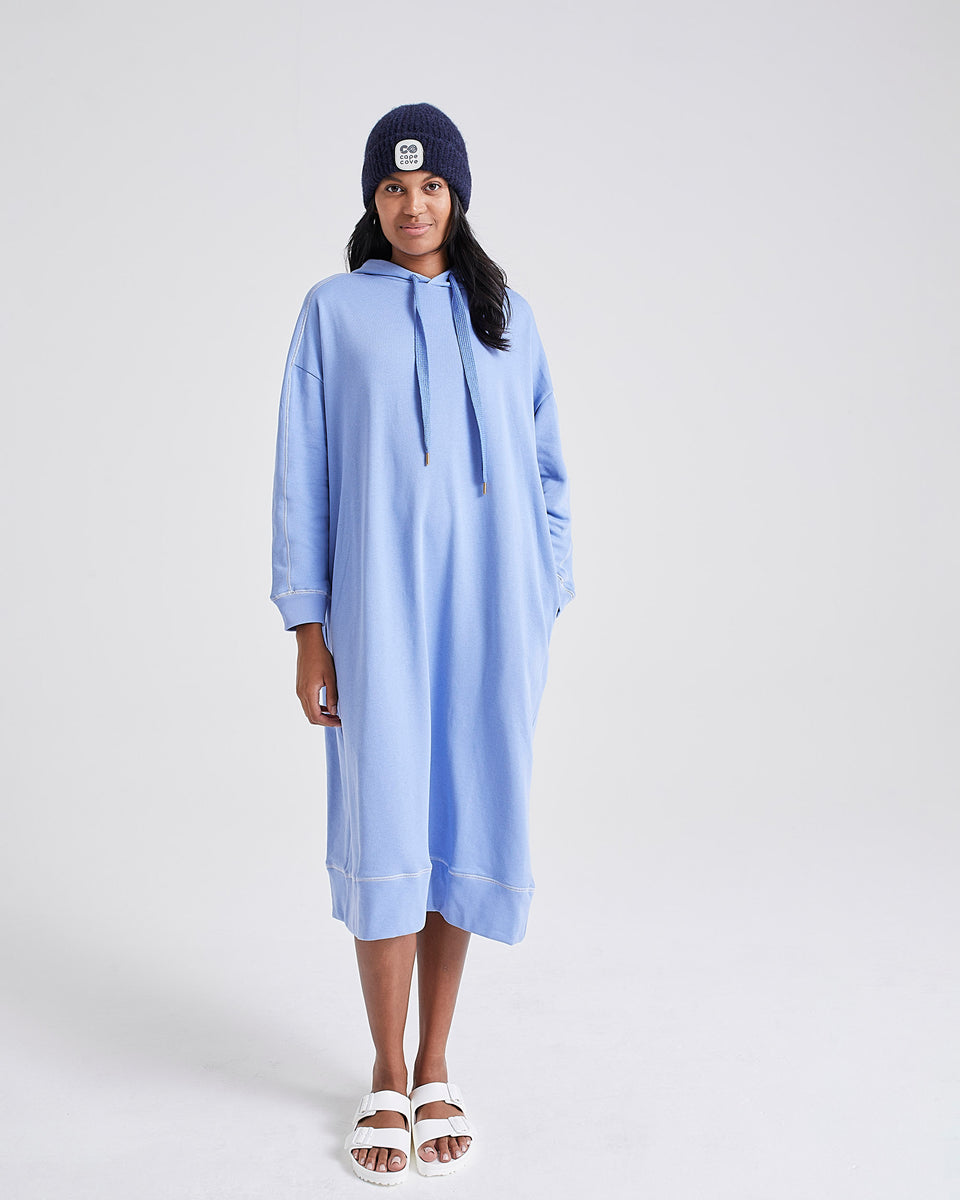 China Blue Hooded Dress