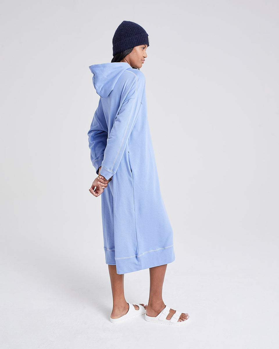 China Blue Hooded Dress