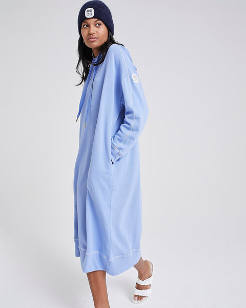 China Blue Hooded Dress