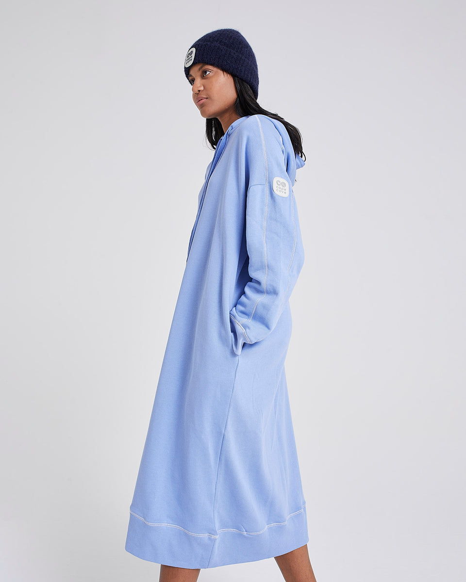 China Blue Hooded Dress