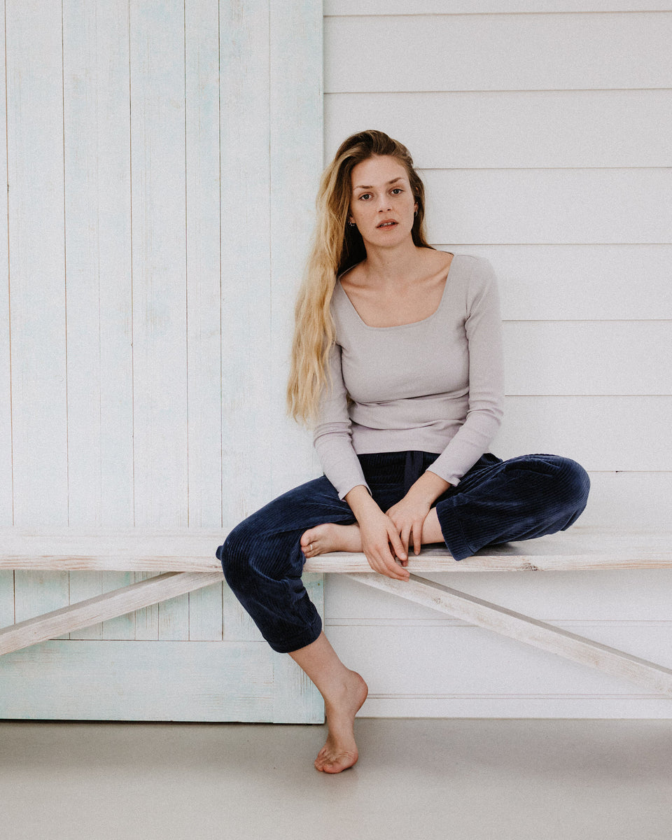 Star Square Neck Ribbed Top