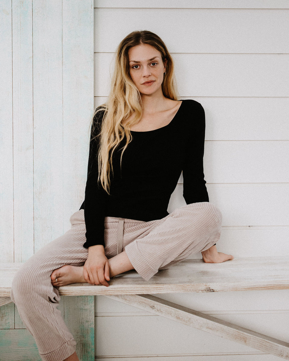 Star Square Neck Ribbed Top