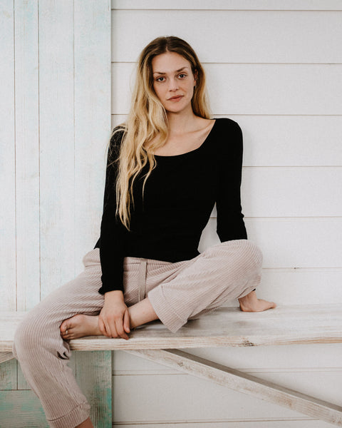 Star Square Neck Ribbed Top